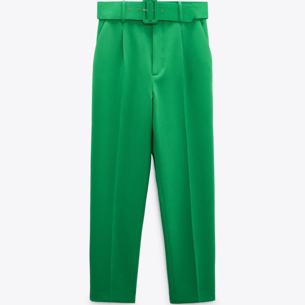 ZARA PANTS WITH FABRIC-COVERED BELT - Picture 2 of 5